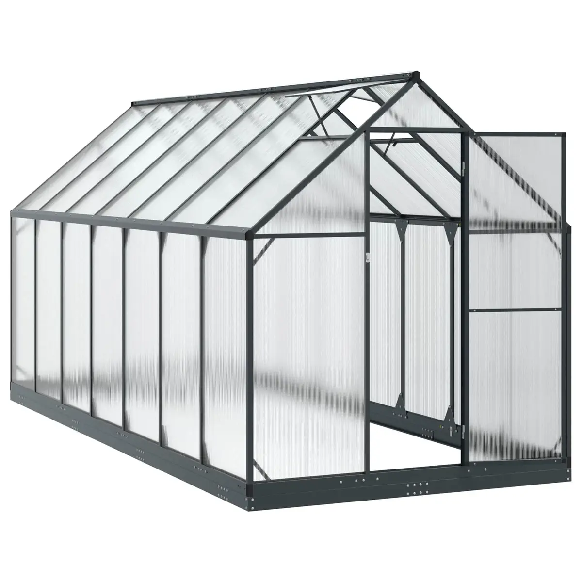 Garden Greenhouse Tunnel Aluminium and Galvanised Steel Adjustable Height Anthracite