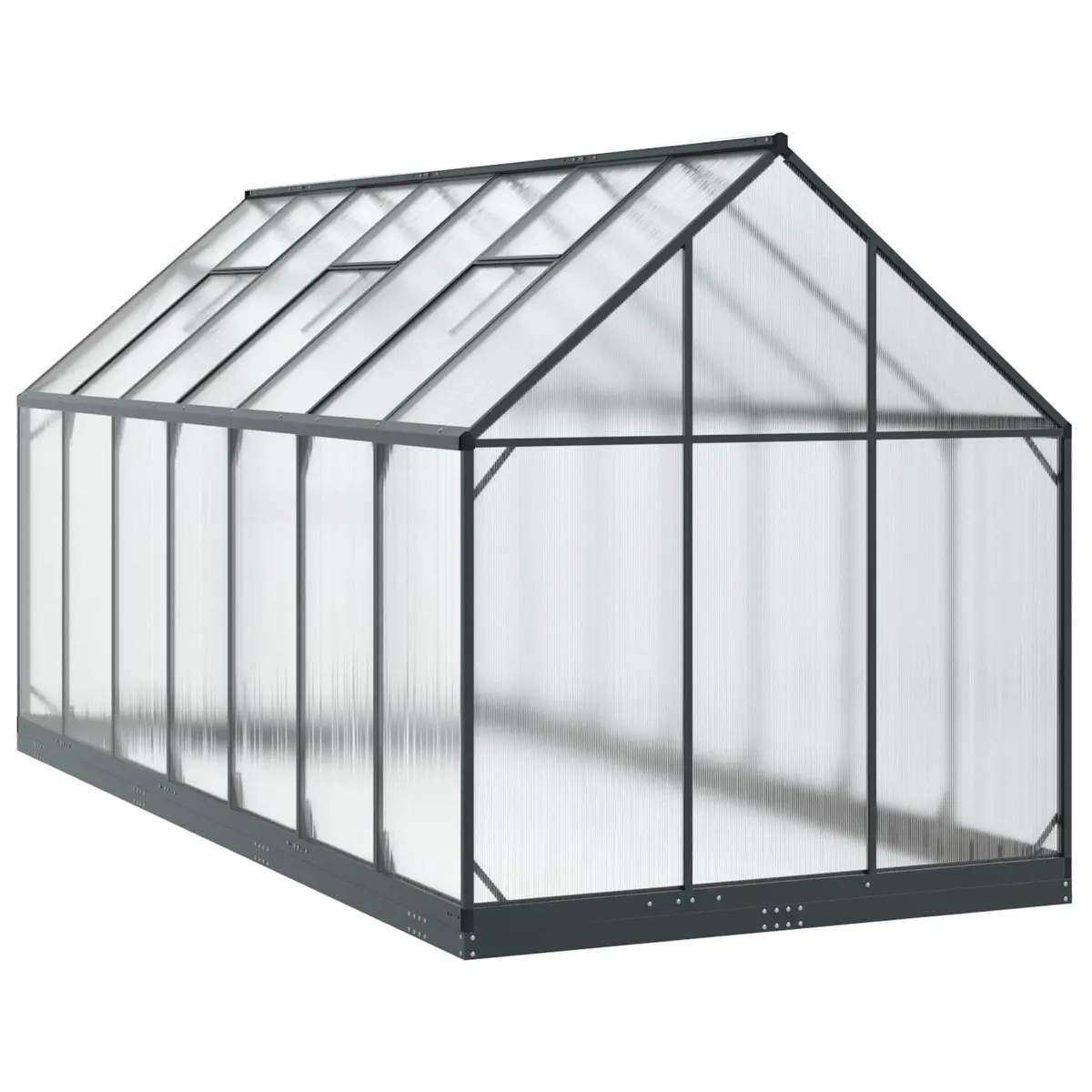 Garden Greenhouse Tunnel Aluminium and Galvanised Steel Adjustable Height Anthracite