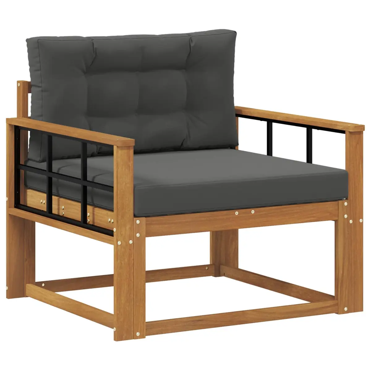 Outdoor Sofa Section Solid Acacia Wood Natural Brown Weather Resistant