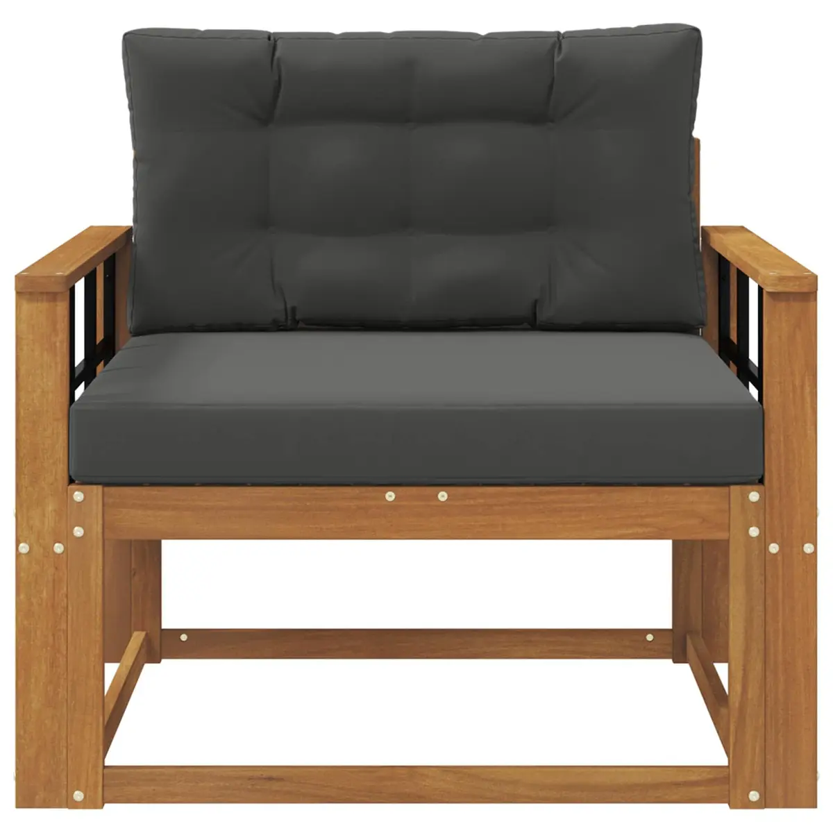 Outdoor Sofa Section Solid Acacia Wood Natural Brown Weather Resistant
