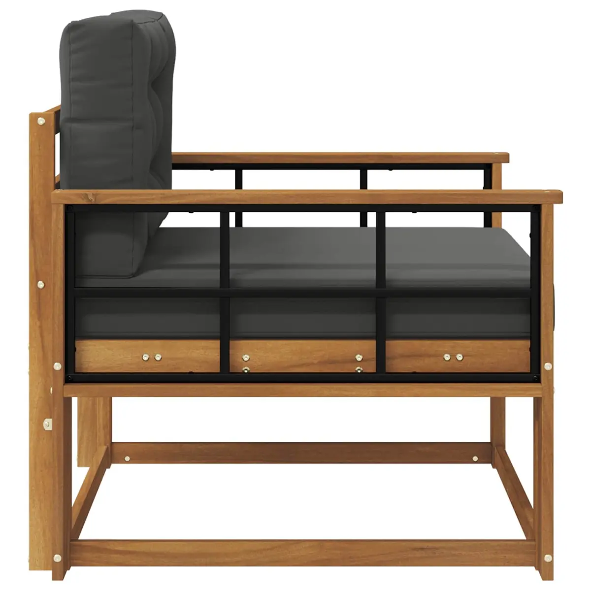 Outdoor Sofa Section Solid Acacia Wood Natural Brown Weather Resistant
