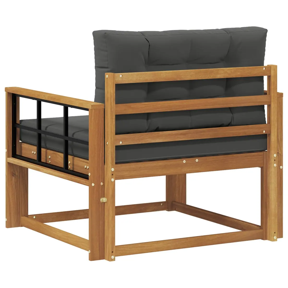 Outdoor Sofa Section Solid Acacia Wood Natural Brown Weather Resistant