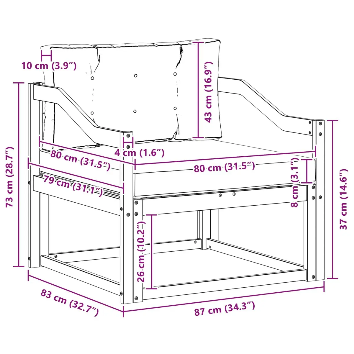 Middle Sofa Section for Outdoor Comfort