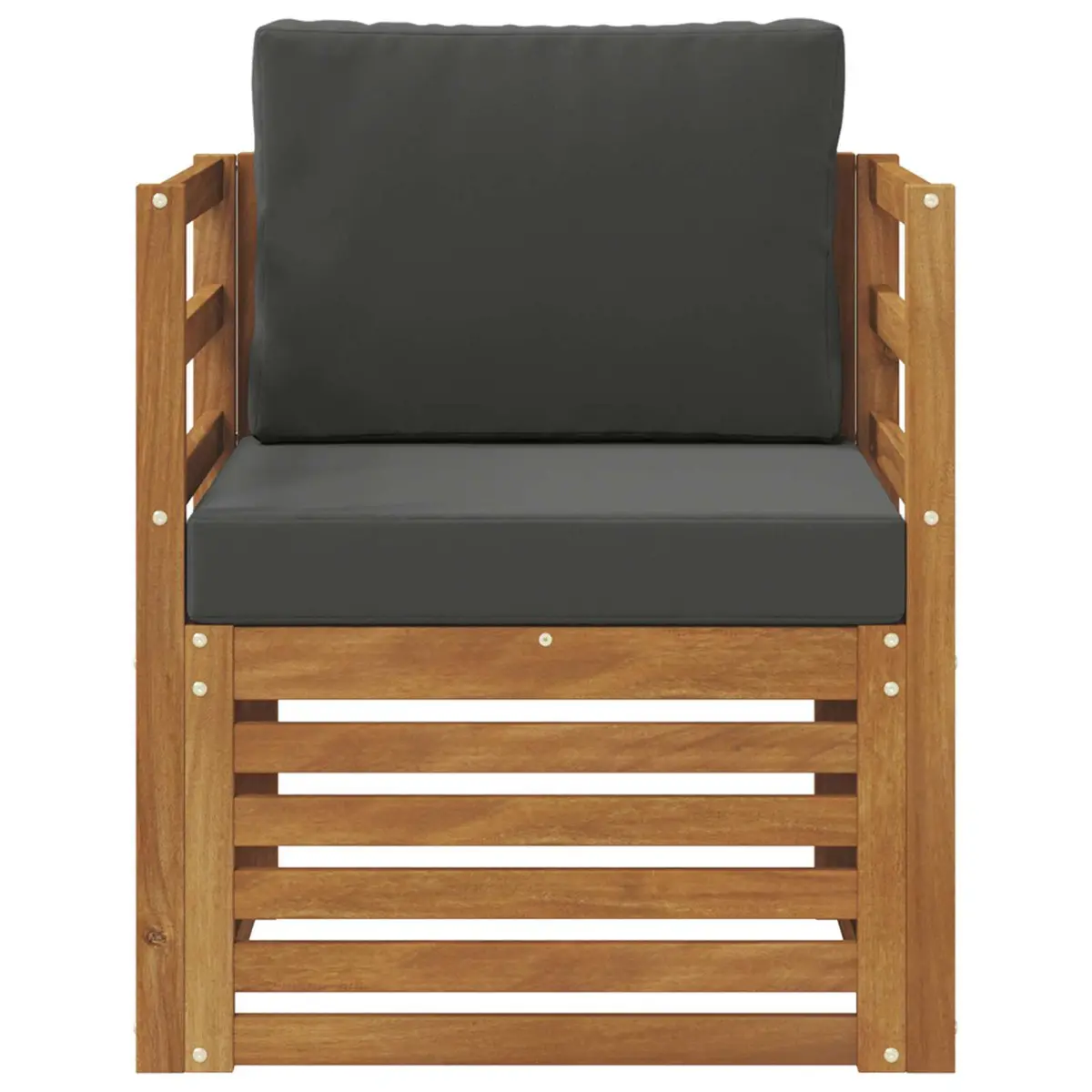 Outdoor Sectional Sofa Set Brown Solid Acacia Wood Garden Terrace Seating
