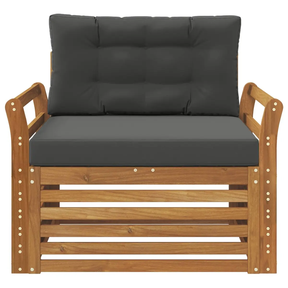 Outdoor Furniture Modular Sofa Set Solid Acacia Wood Brown Sectional Garden Seating
