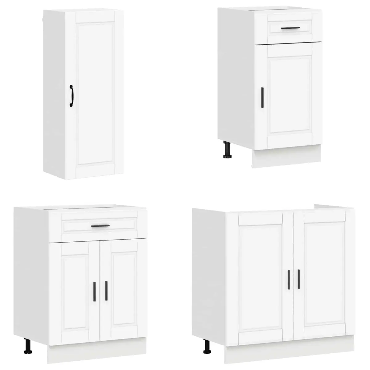 8 Piece White Engineered Wood Kitchen Cabinet