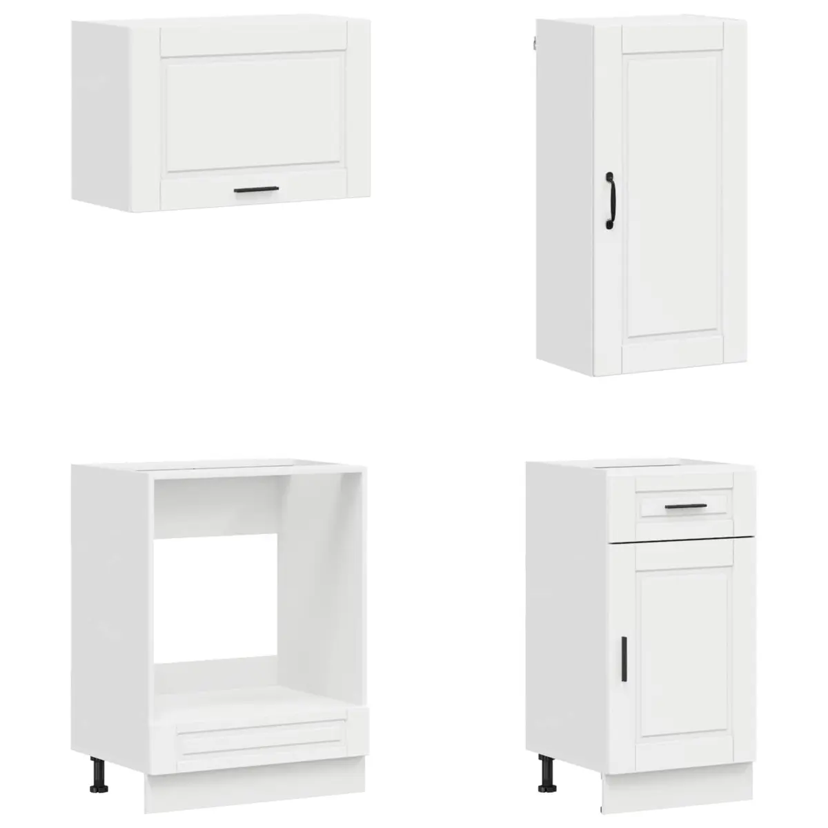 Kitchen Unit 8 Piece High Gloss White Engineered Wood Storage Cabinet Set