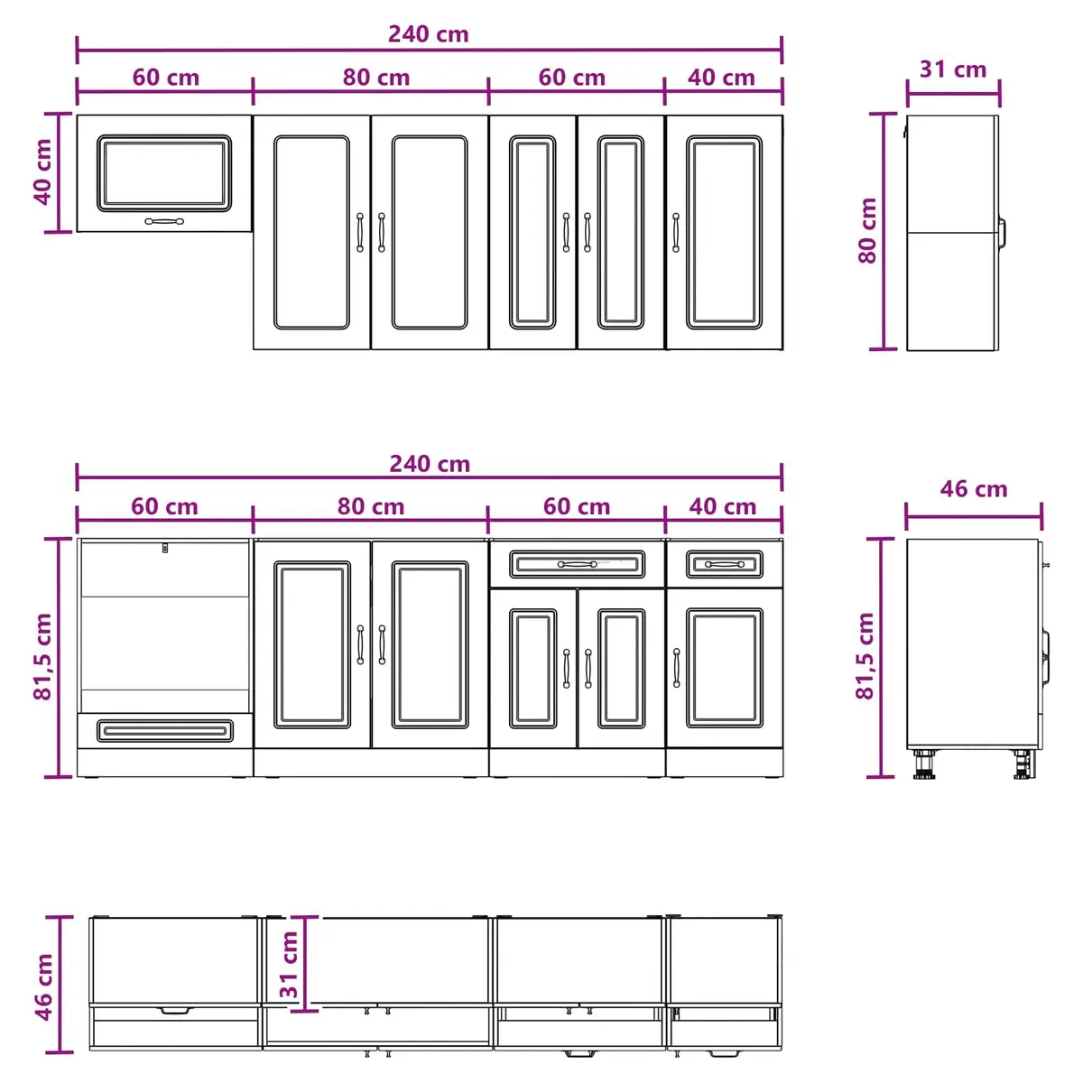 8PieceWhiteEngineeredWoodKitchenUnitModernDesignStorageCabinetKALMAR