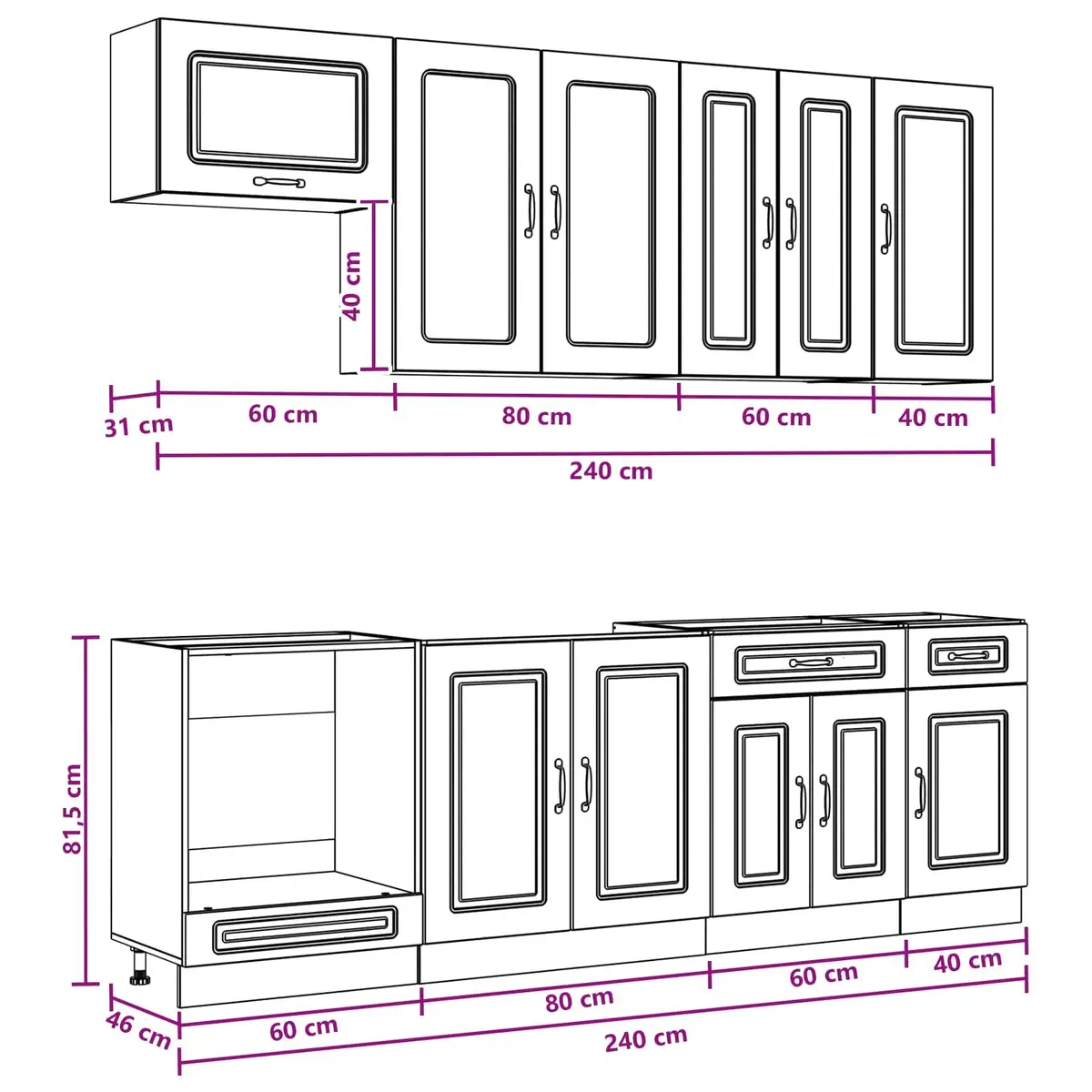 8PieceWhiteEngineeredWoodKitchenUnitModernDesignStorageCabinetKALMAR