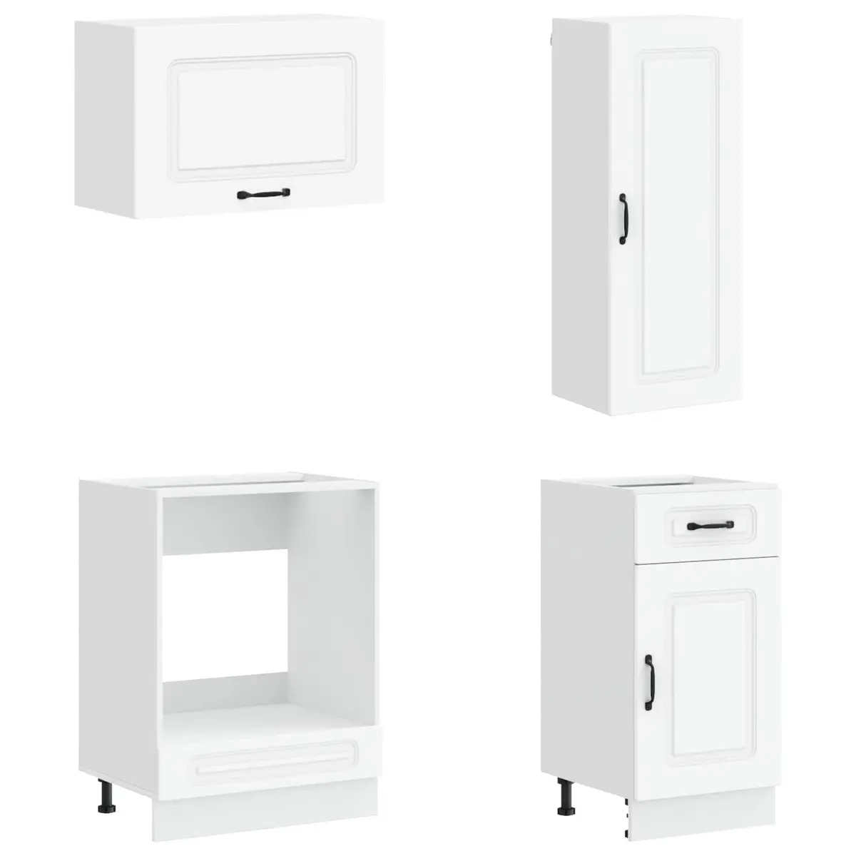 Kitchen Unit White Engineered Wood Storage Cabinet Modern Design 8 Pieces