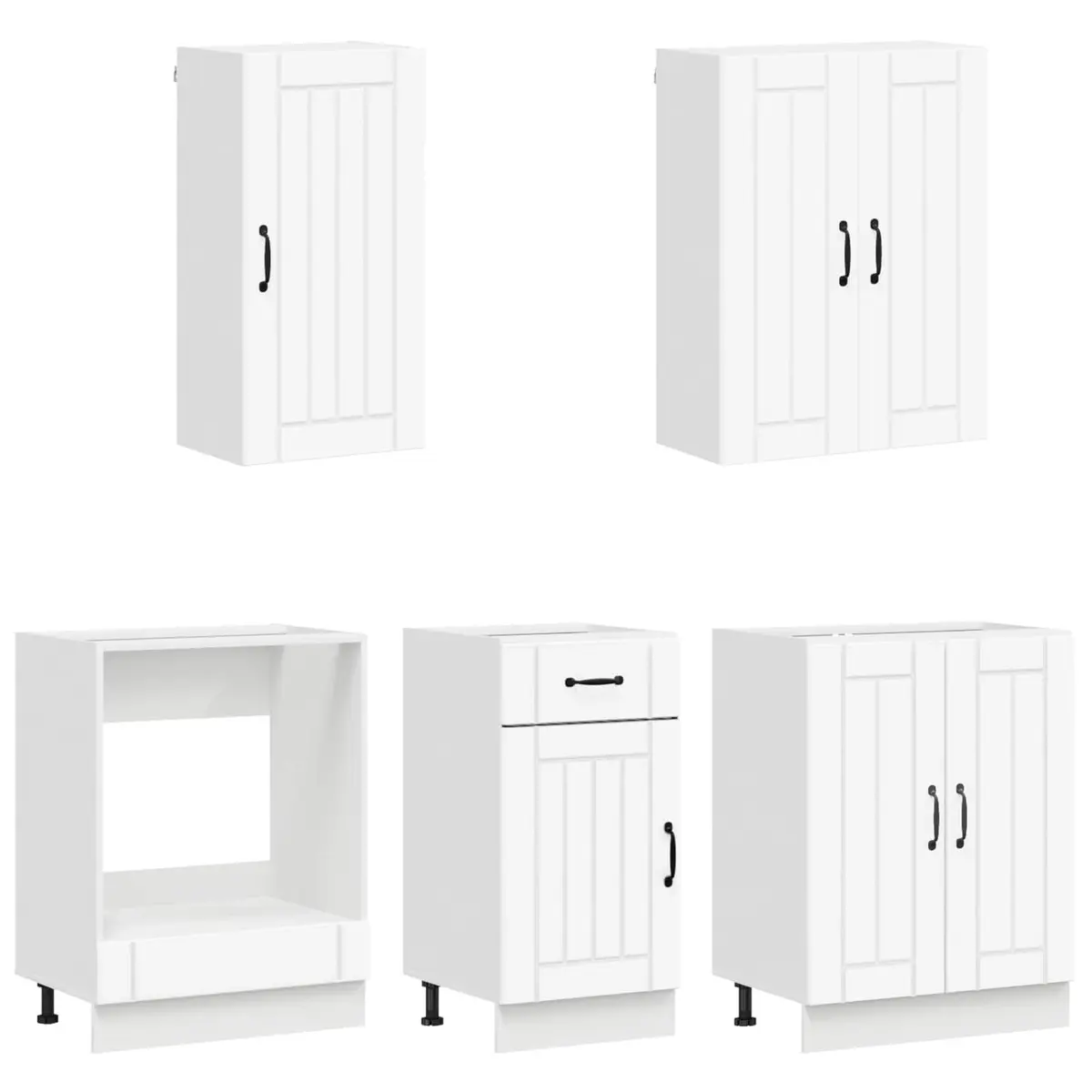 Kitchen Unit LUCCA 5 Piece White Engineered Wood Storage Cabinet Furniture