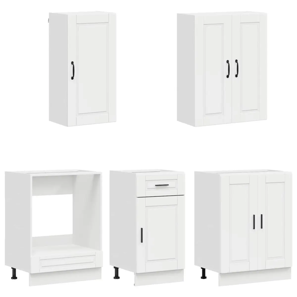 5PieceStorageUnitHighGlossWhiteEngineeredWoodKitchenCabinetModernDesign
