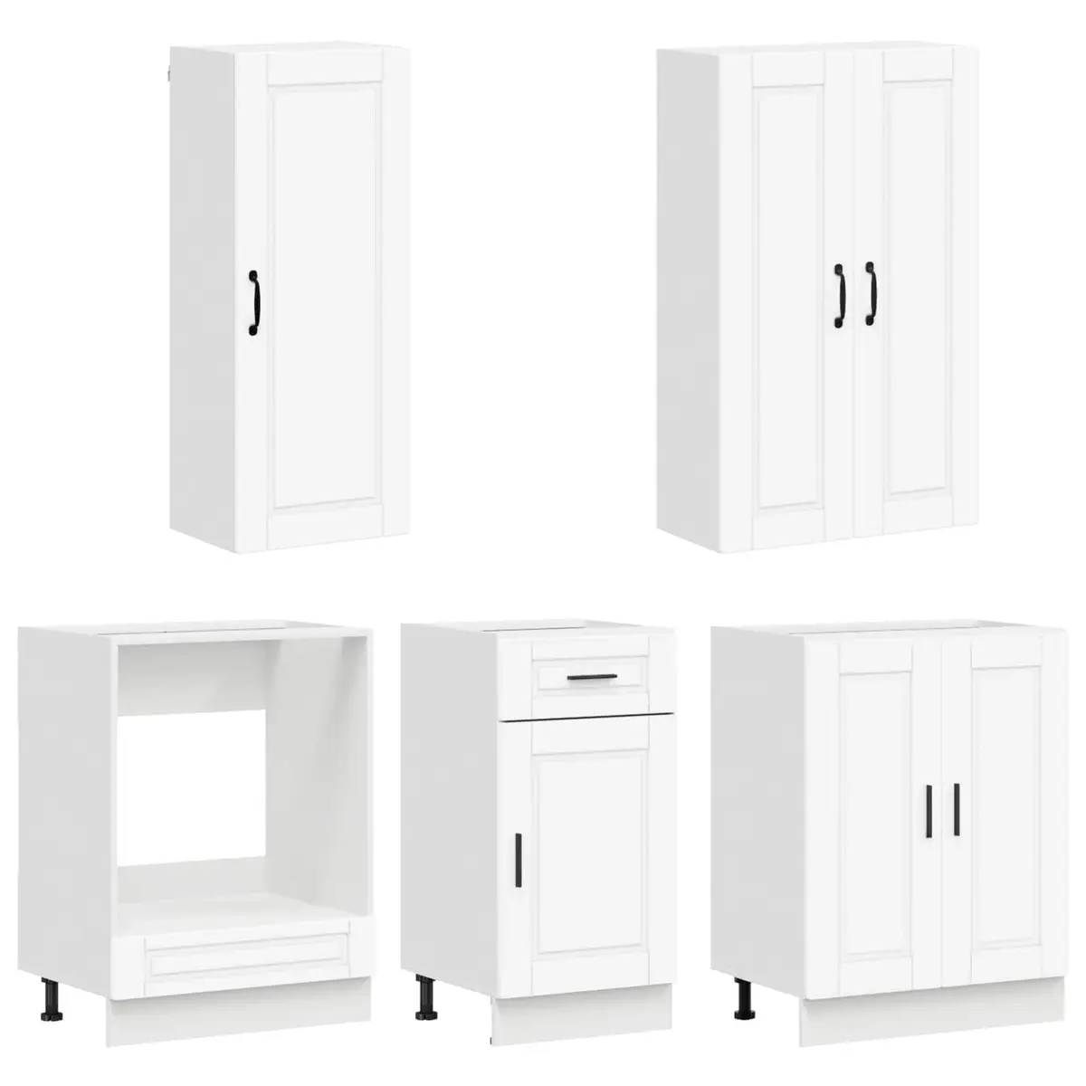 5PieceWhiteCabinetStorageUnitEngineeredWoodKitchenFurniture