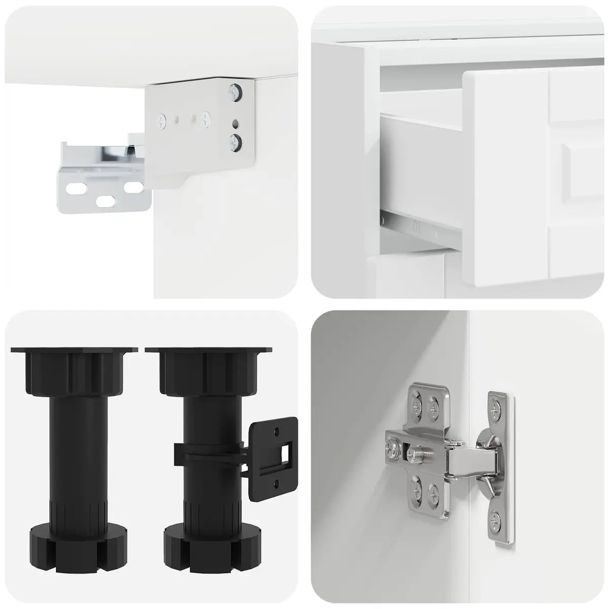 5PieceWhiteCabinetStorageUnitEngineeredWoodKitchenFurniture