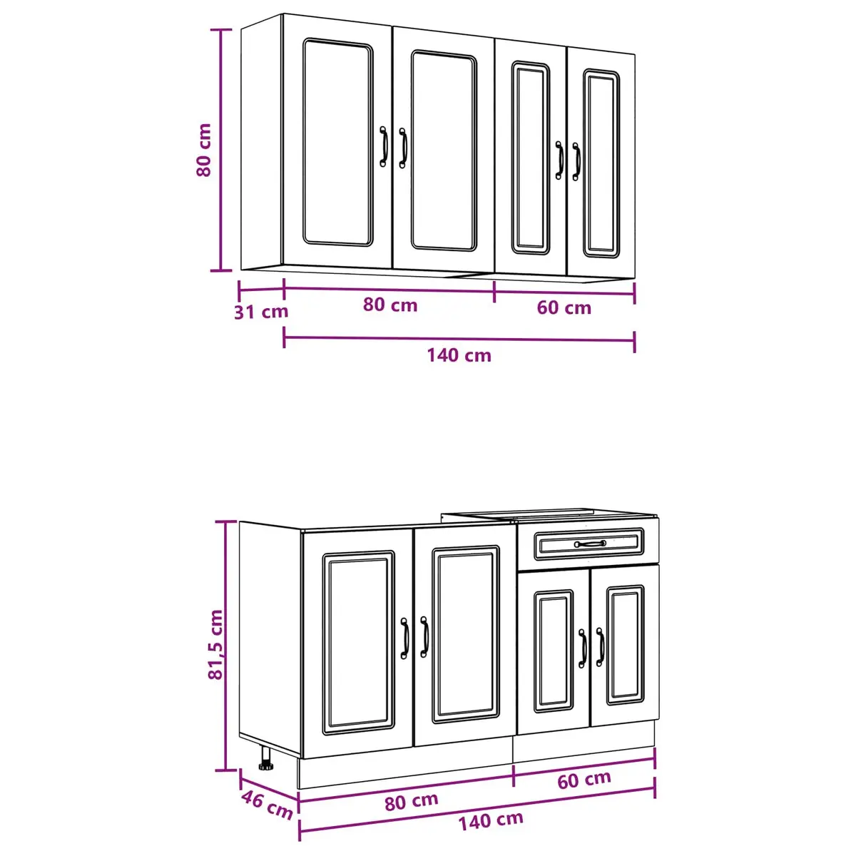 4 Piece Kitchen Cabinet Unit for Storage Needs