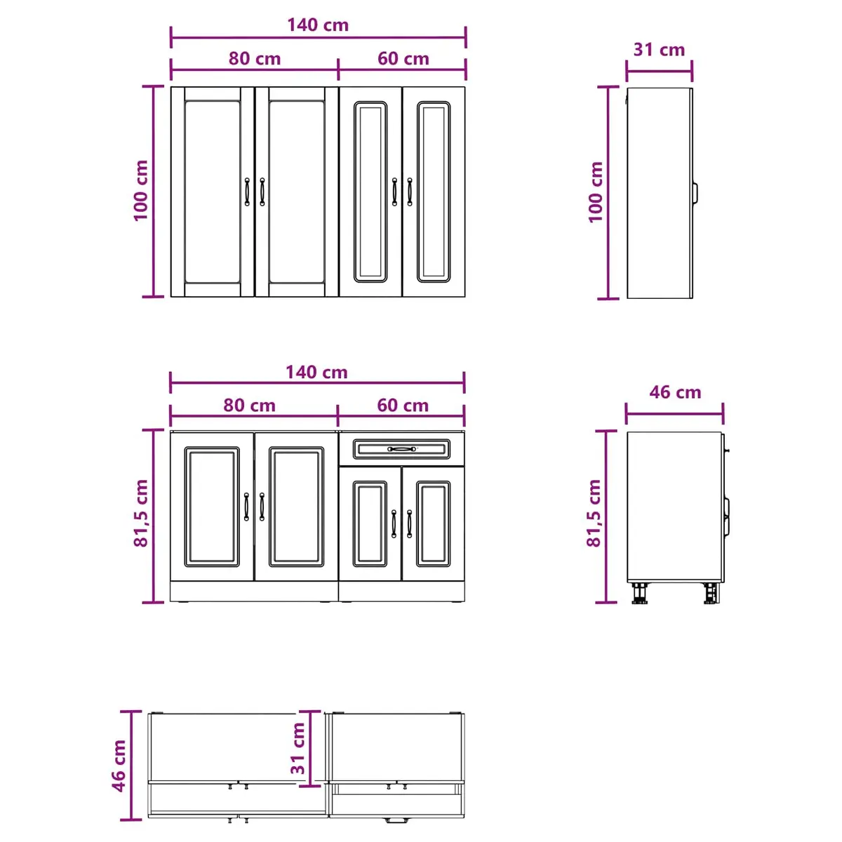 4-Piece Kitchen Cabinet Set with Storage Solutions
