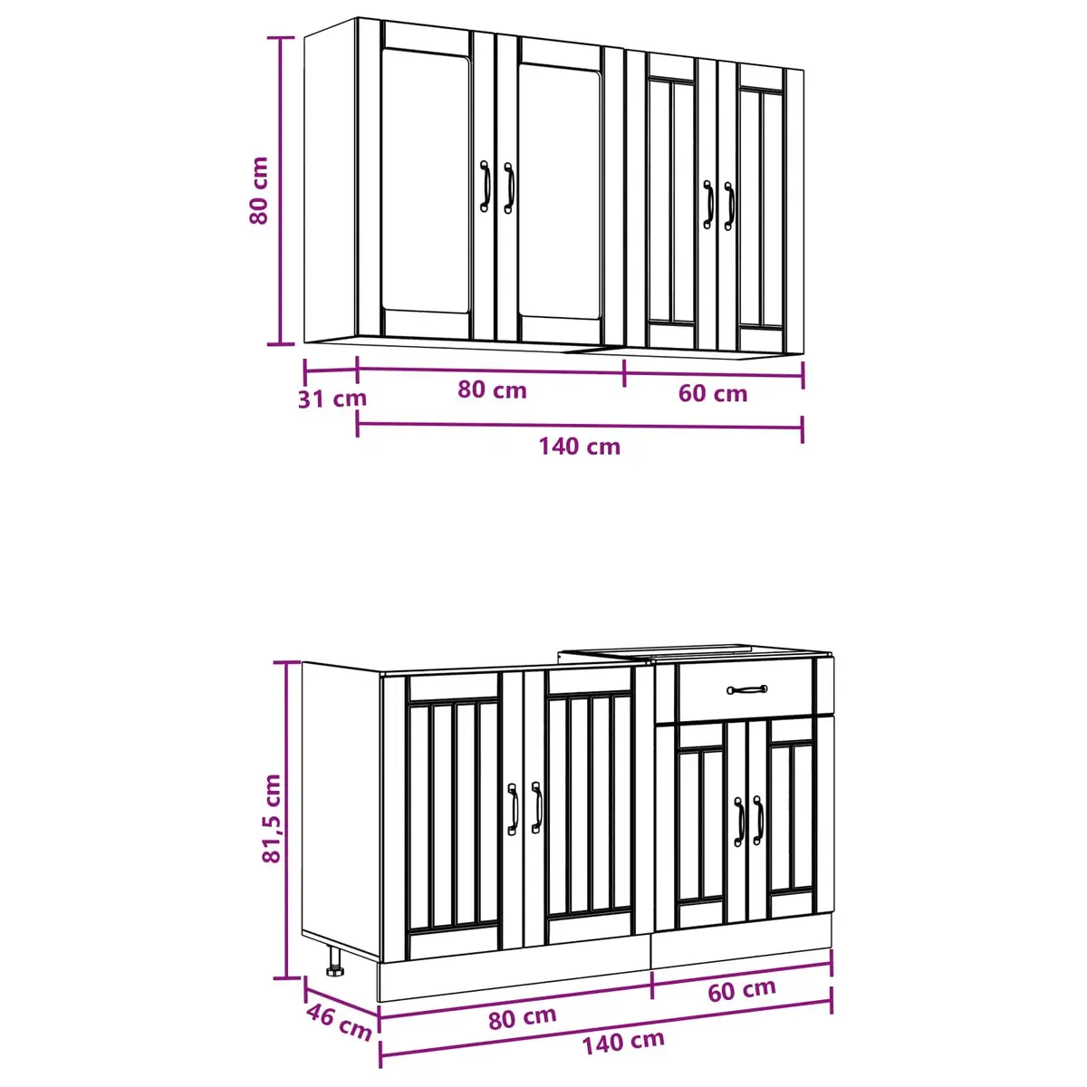 4 Piece Kitchen Unit for Effective Storage Solutions