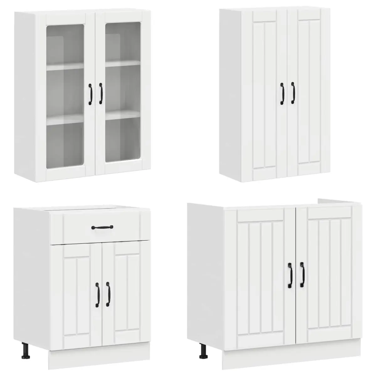 Kitchen Cabinet 4 Piece Engineered Wood High Gloss White Storage Worktop
