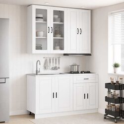 Compact 4 Piece Kitchen Storage Cabinet Set