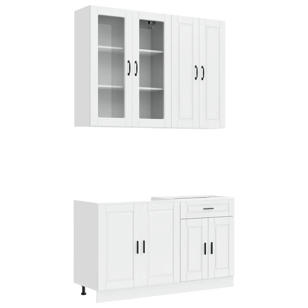 Kitchen Unit Engineered Wood 4 Piece High Gloss White Storage Cabinet