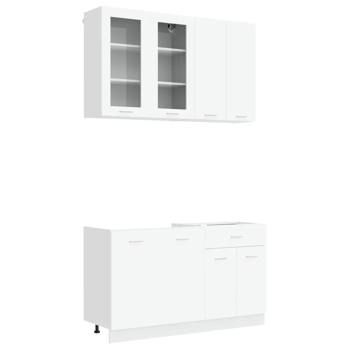 Kitchen Unit LYON 4 Pieces White Engineered Wood Storage Cabinet Organizer