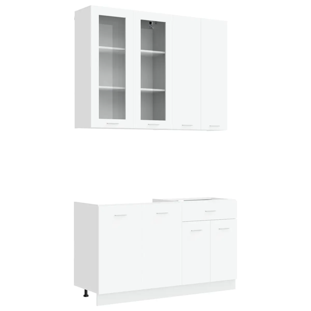 Kitchen Unit LYON 4 Piece White Engineered Wood Storage Cabinet Set Furniture