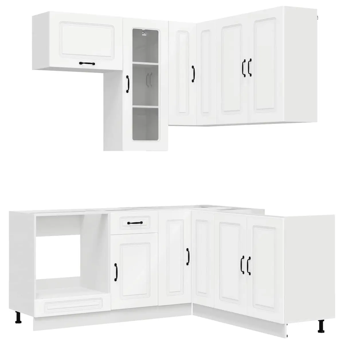 Kitchen Unit 8 Piece White Engineered Wood Cabinets Adjustable Storage Furniture