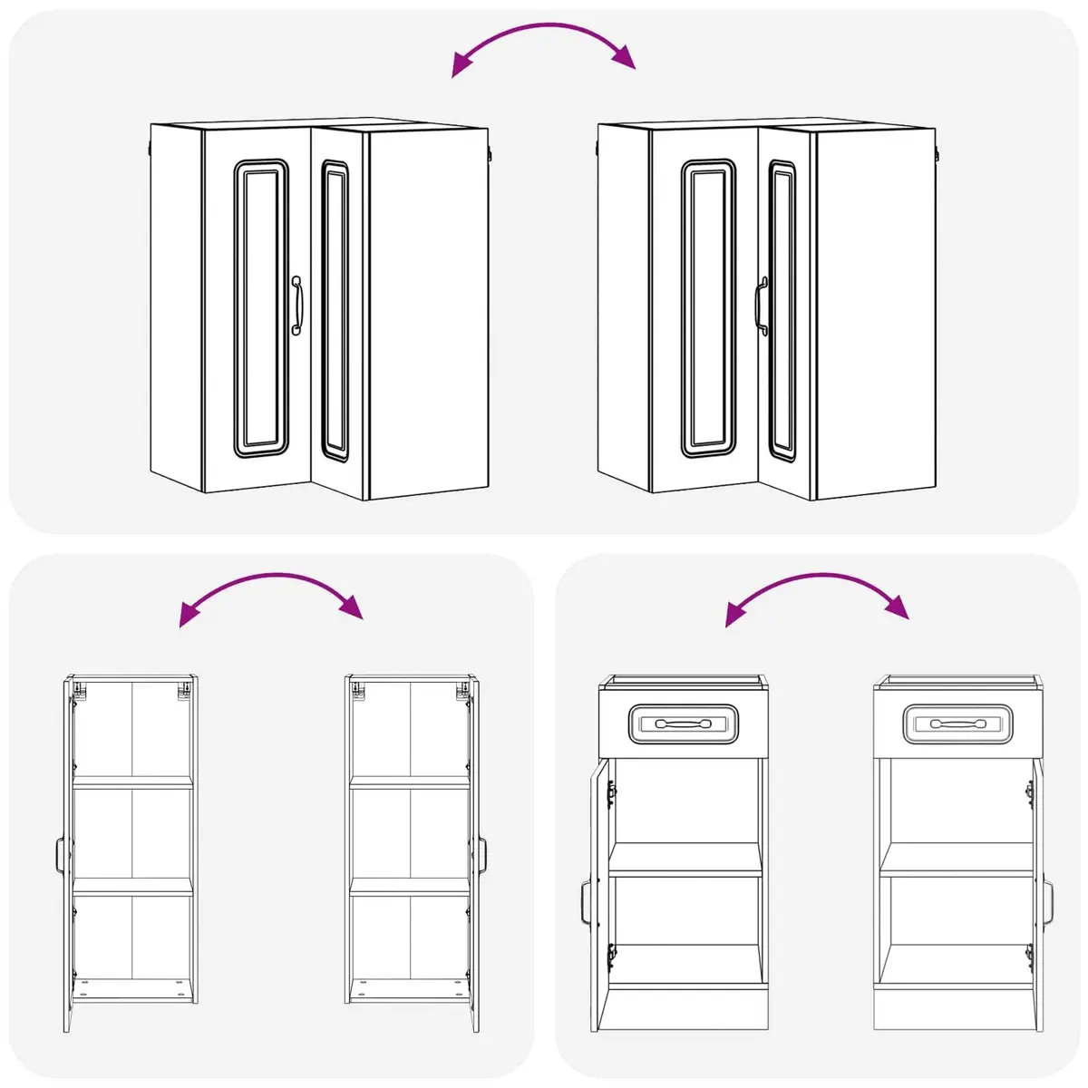 Kitchen Unit 8 Piece White Engineered Wood Cabinets Adjustable Storage Furniture