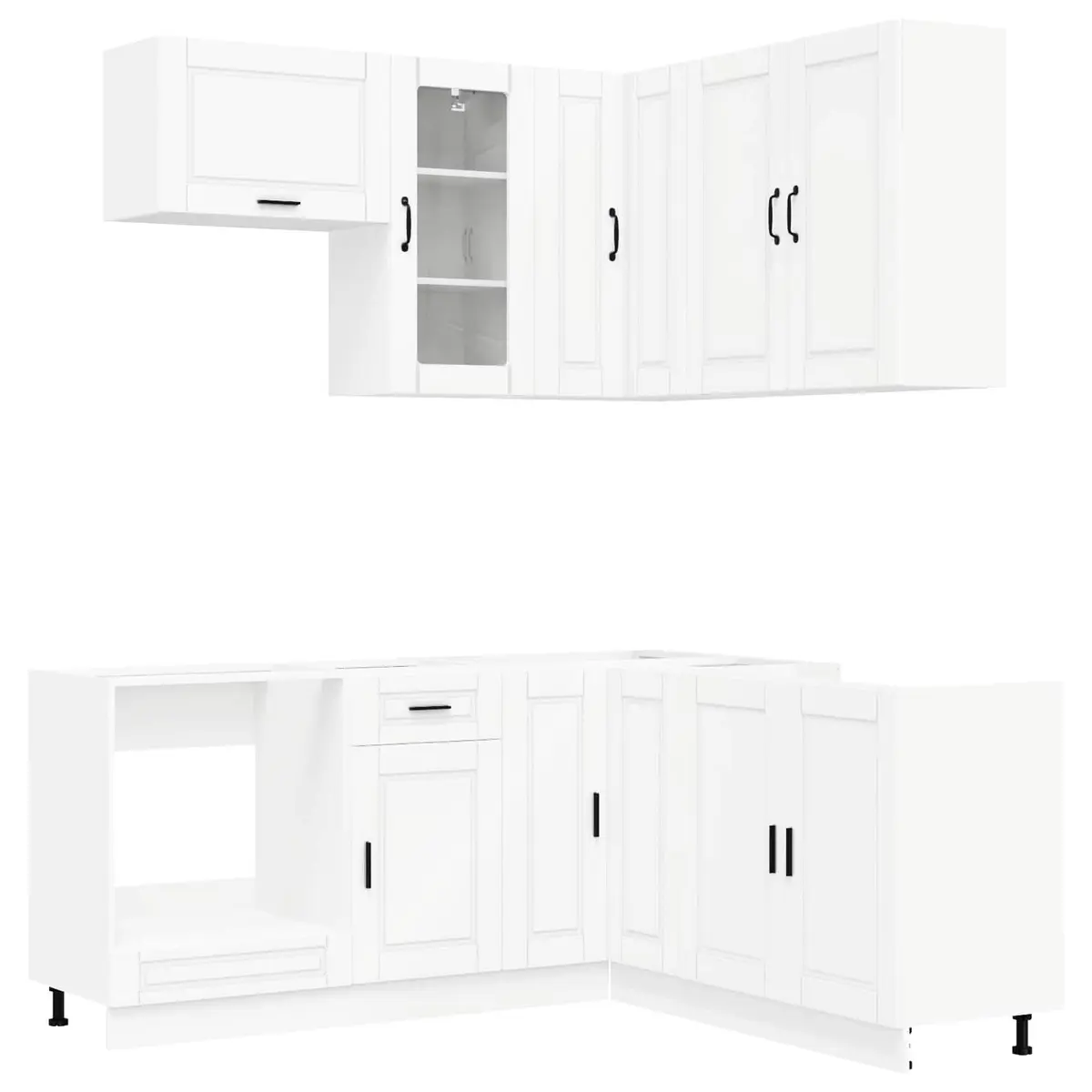 Kitchen Cabinet Unit 8 Piece White Engineered Wood Storage Furniture Set
