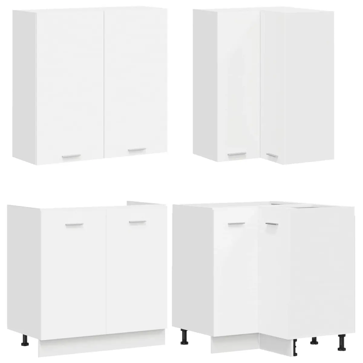Kitchen Cabinet Unit 8 Piece White Storage Furniture Engineered Wood Modern