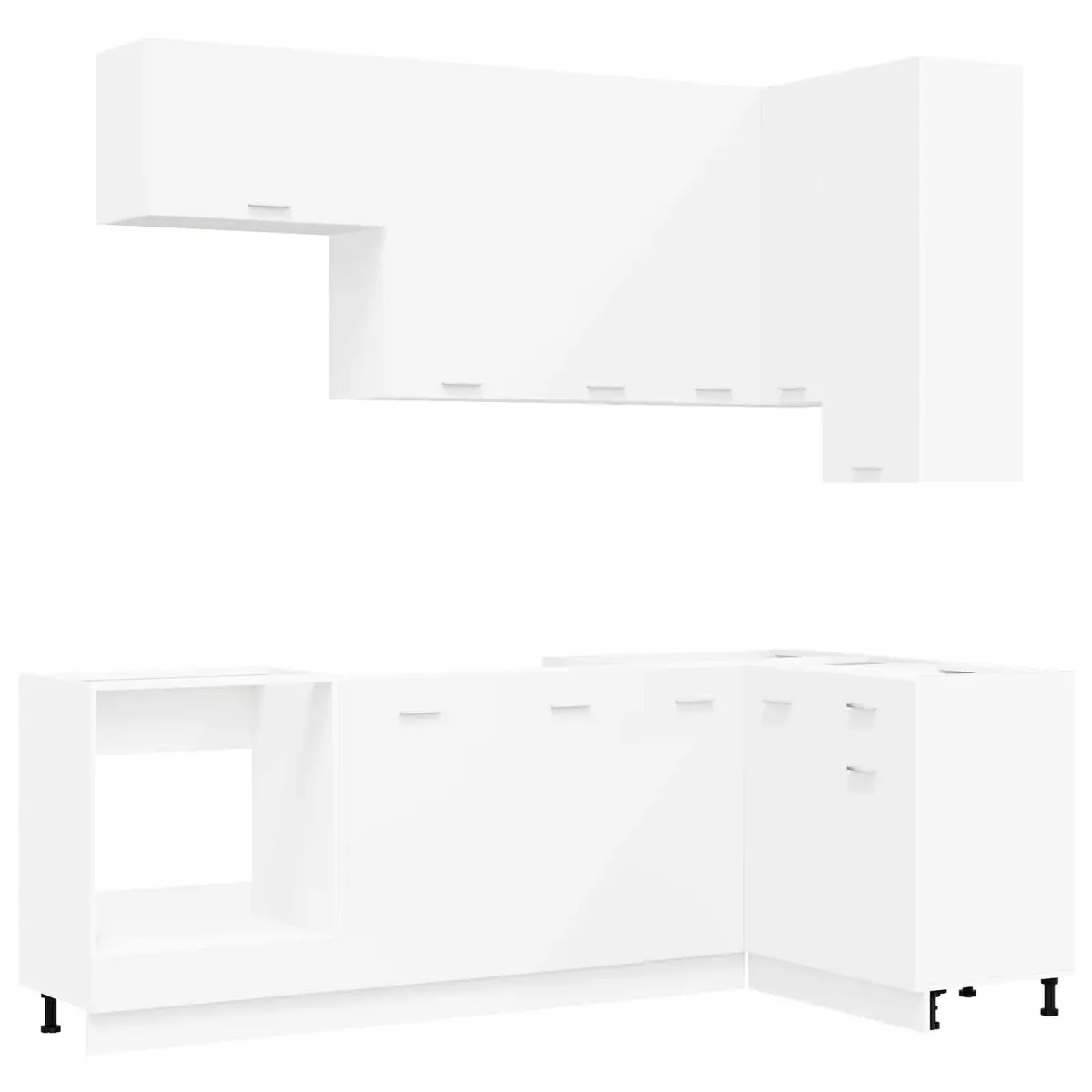 Kitchen Unit 8 Piece White Modern Storage Cabinet Organiser Engineered Wood