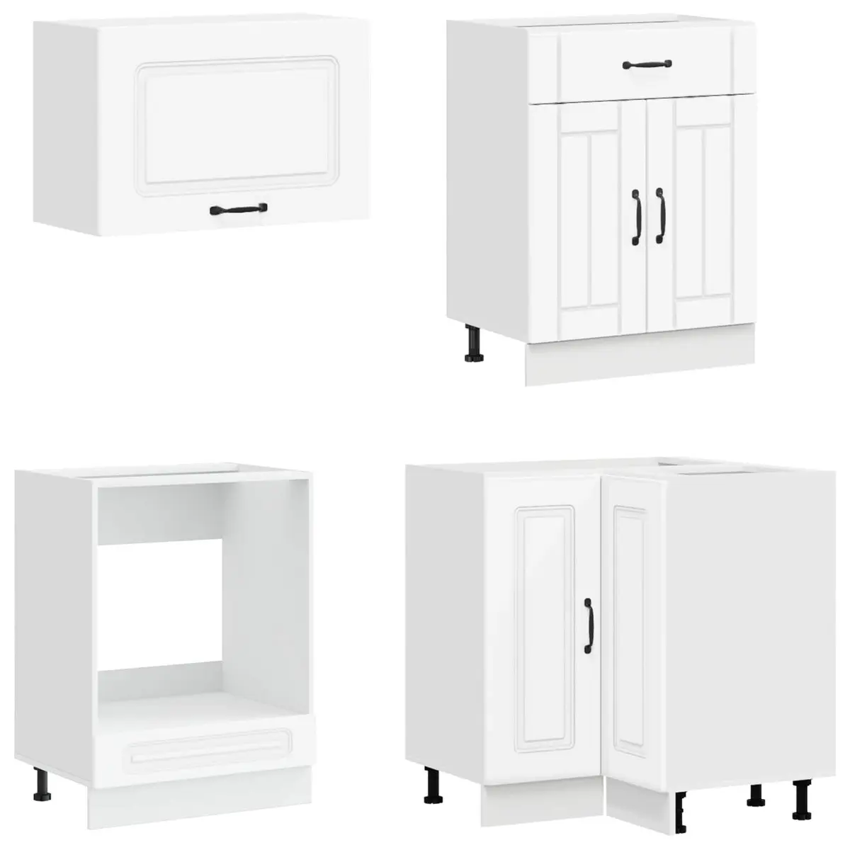 8PieceStorageCabinetModernDesignWhiteEngineeredWoodKitchenUnit