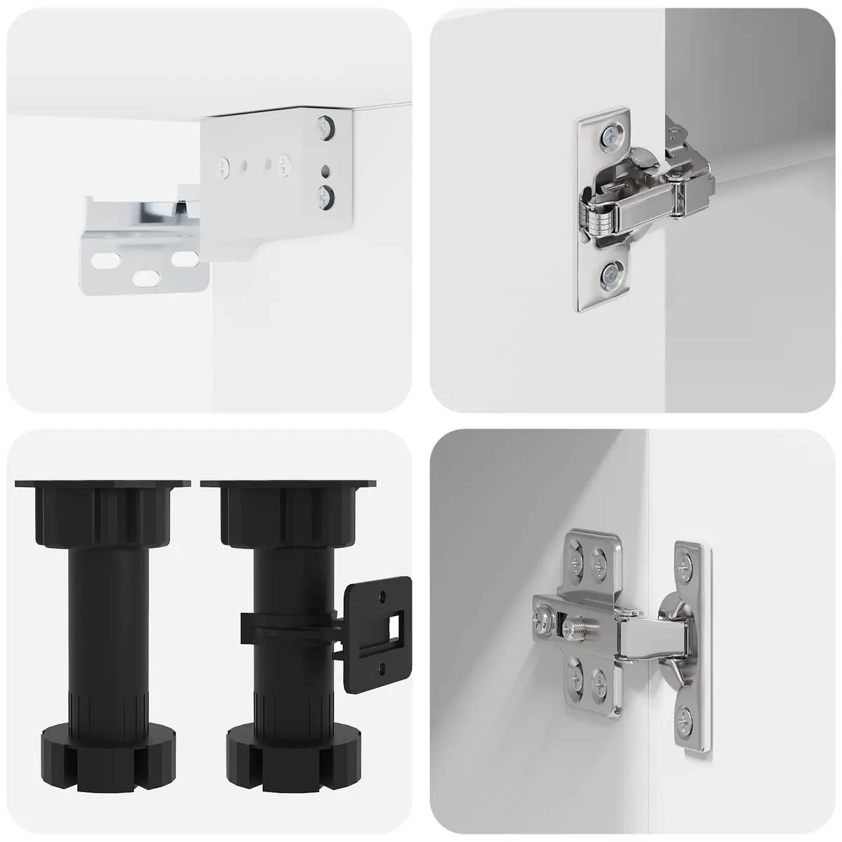 8PieceStorageCabinetModernDesignWhiteEngineeredWoodKitchenUnit