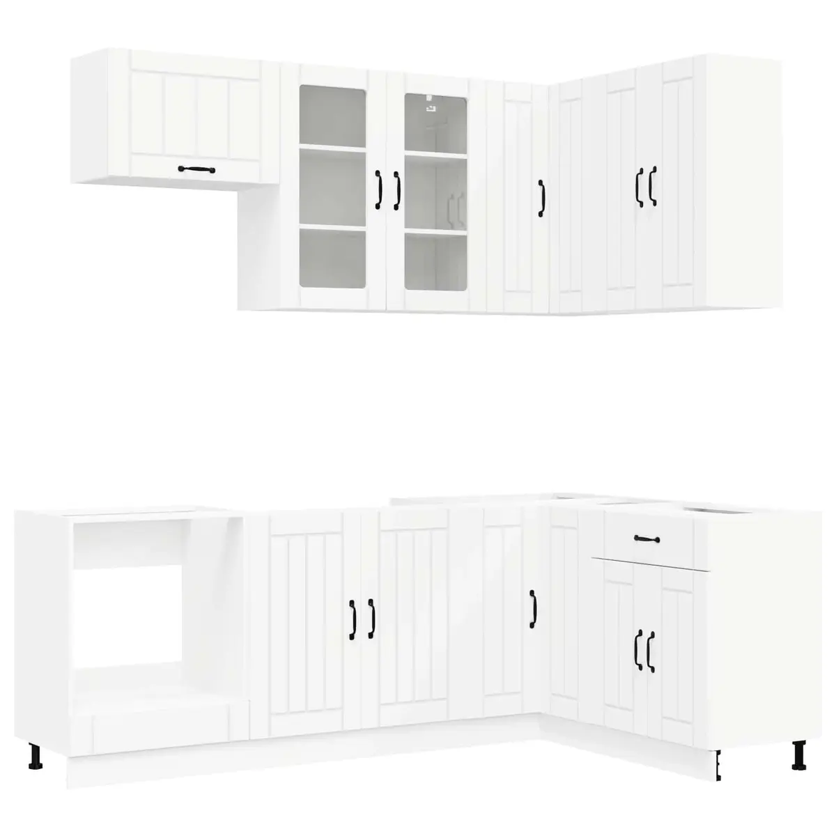 Kitchen Unit Engineered Wood 8 Pieces White Modern Cabinet Storage