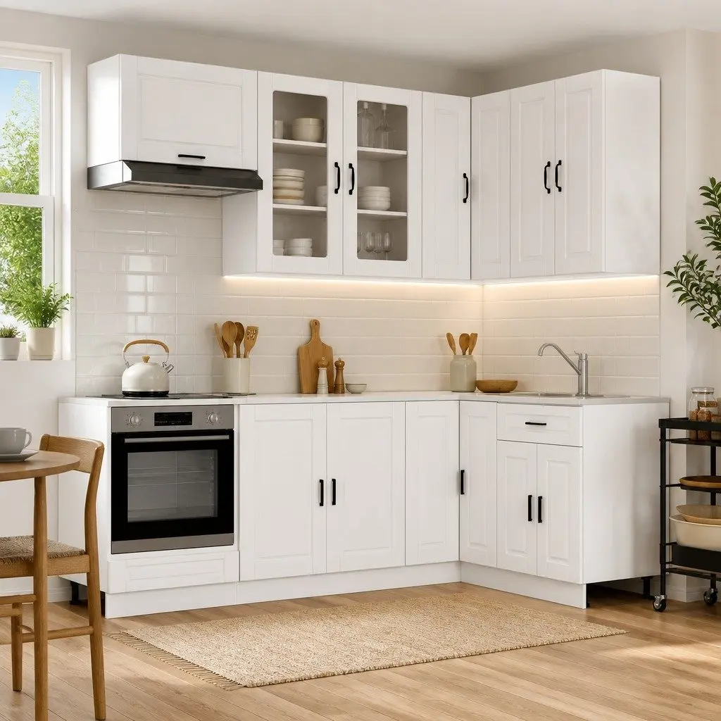 8-Piece White Kitchen Storage Cabinet Set