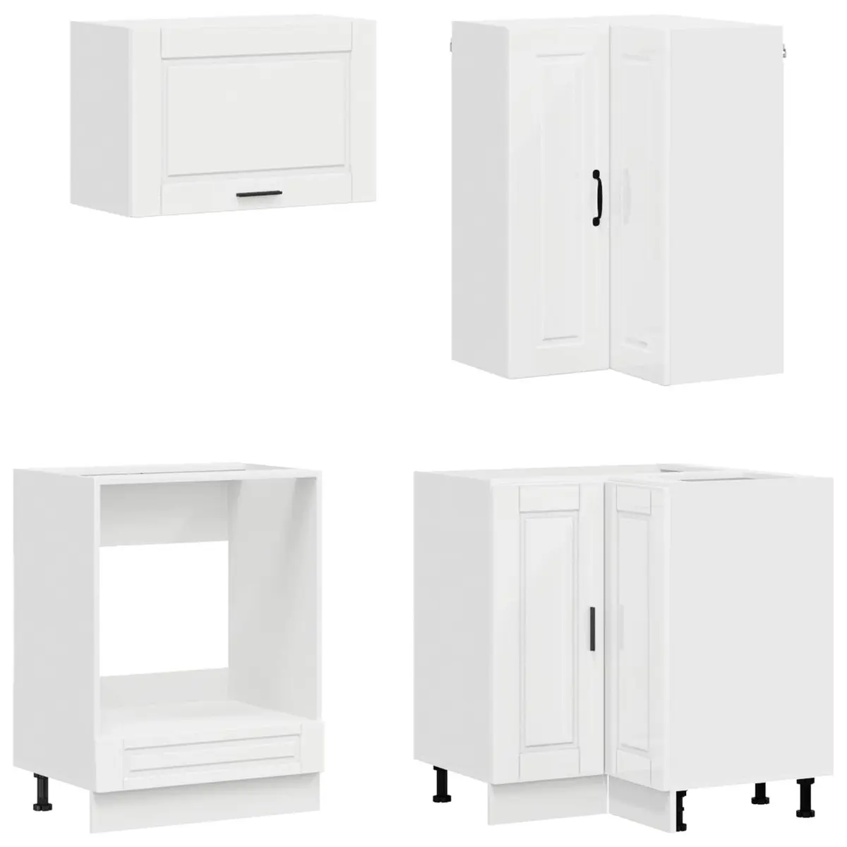 8 Piece Kitchen Storage Unit High Gloss White Engineered Wood Adjustable Cabinet