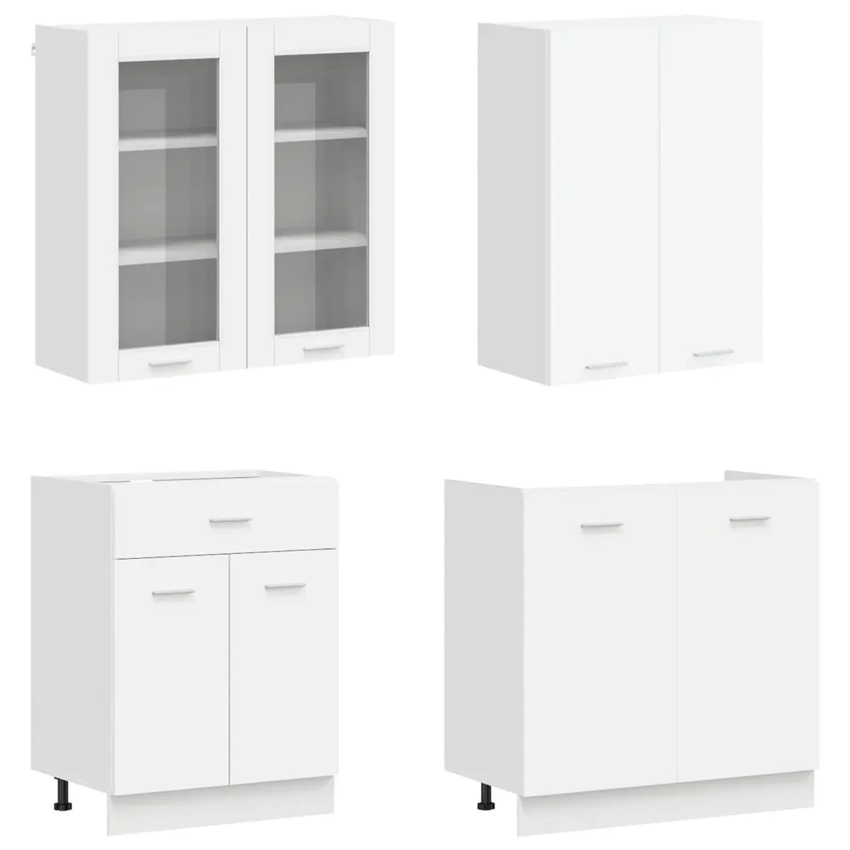 Kitchen Cabinet Unit 8 Piece White Modern Storage Organiser Engineered Wood Set