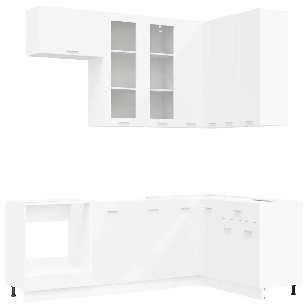 Kitchen Cabinet Unit 8 Piece White Modern Storage Engineered Wood Organizer