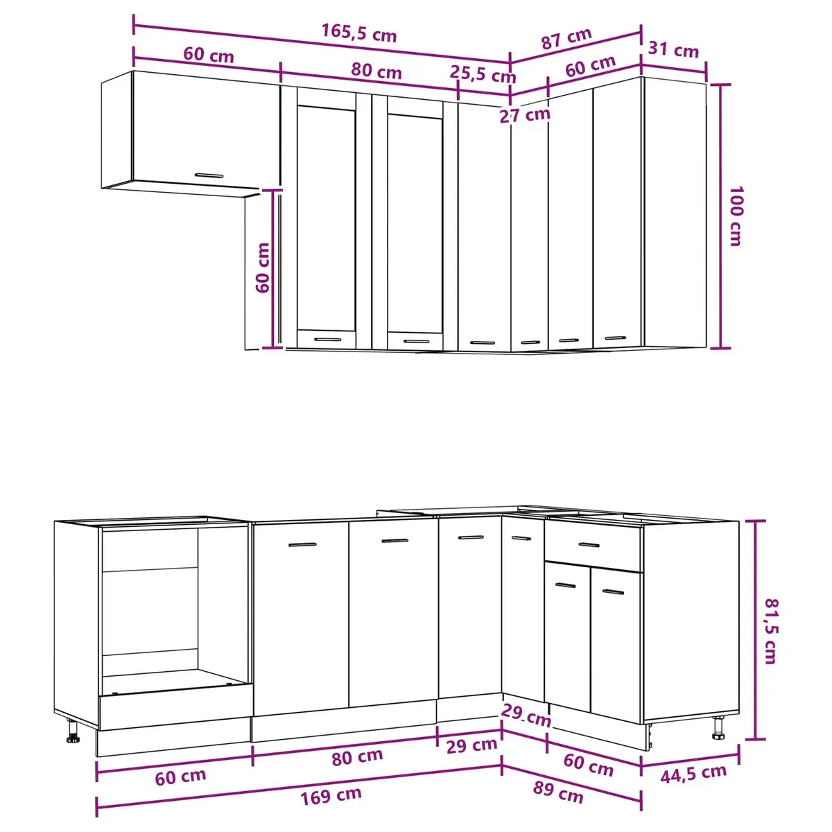 Kitchen Cabinet Unit 8 Piece White Modern Storage Engineered Wood Organizer