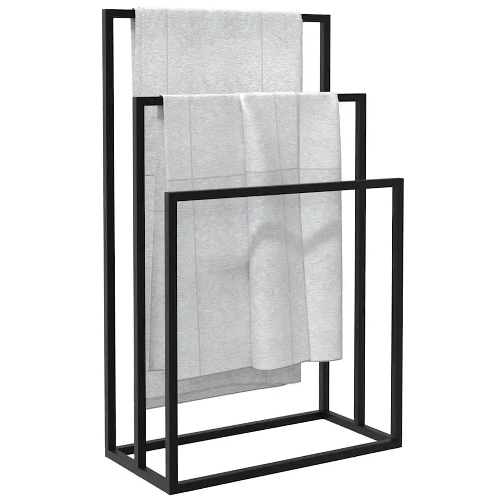 Freestanding Towel Rack Iron 3 Tier Black Bathroom Storage Holder Organiser