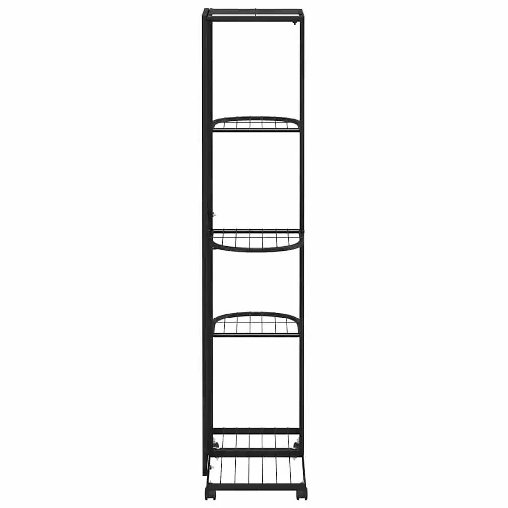 5 Tier Iron Plant Rack Black Corner Display Stand with Wheels