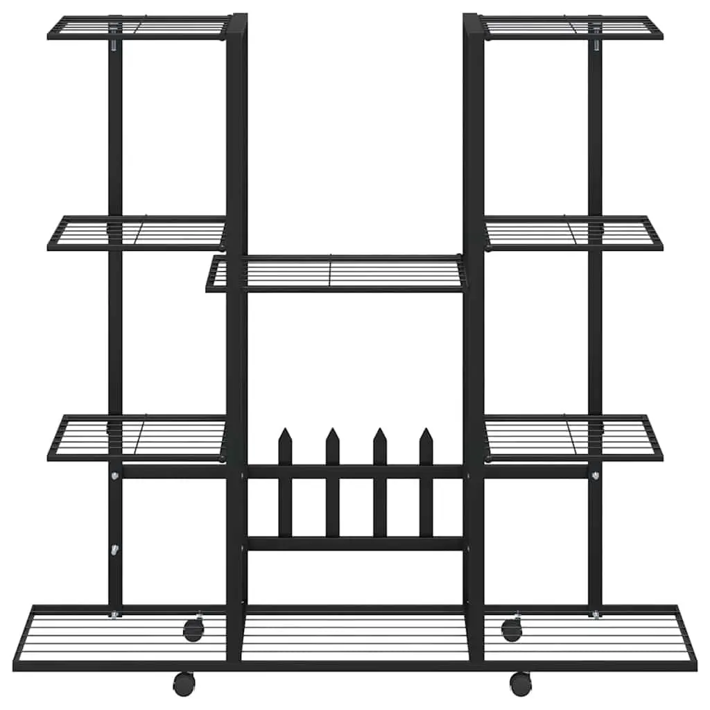 Plant Stand Iron Black with Wheels 94.5L x 24.5W x 91.5H cm