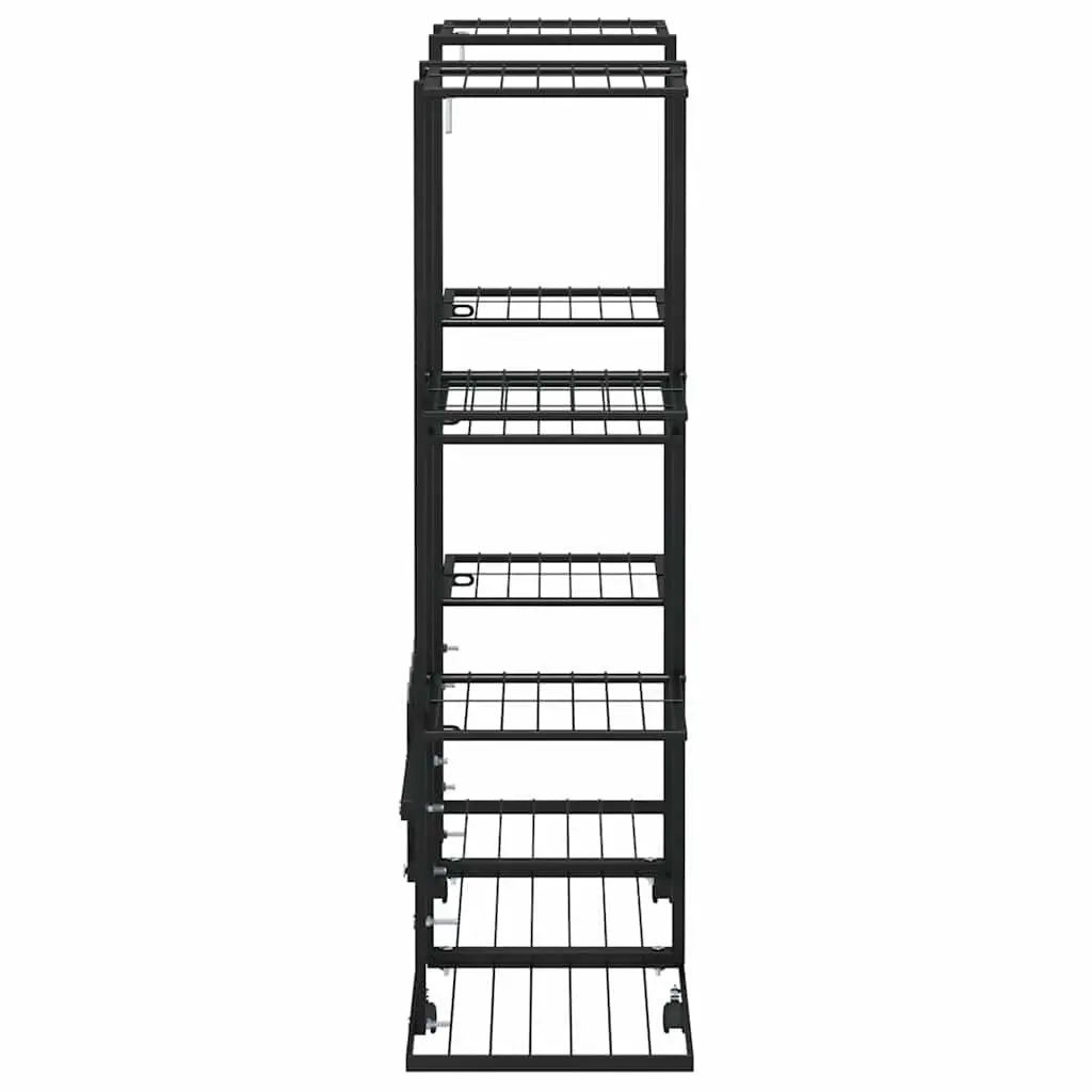 Plant Stand Iron Black with Wheels 94.5L x 24.5W x 91.5H cm