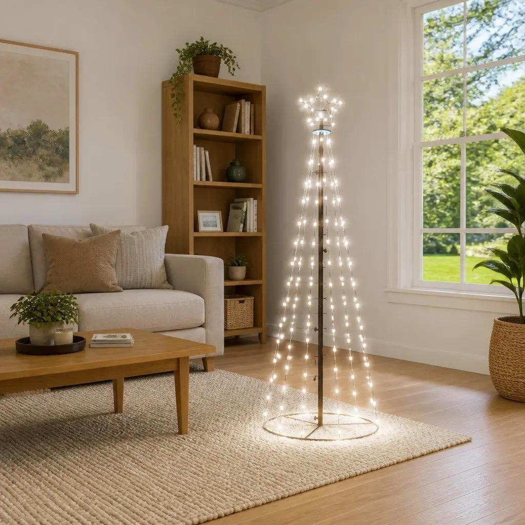 Christmas Cone Tree LED 180cm Cold White 70cm Indoor Outdoor Holiday Decoration