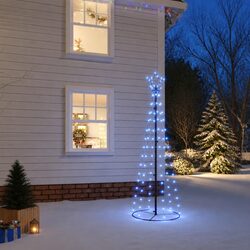 Blue Illuminated Christmas Cone Tree 180cm 108 LEDs Indoor Outdoor Holiday