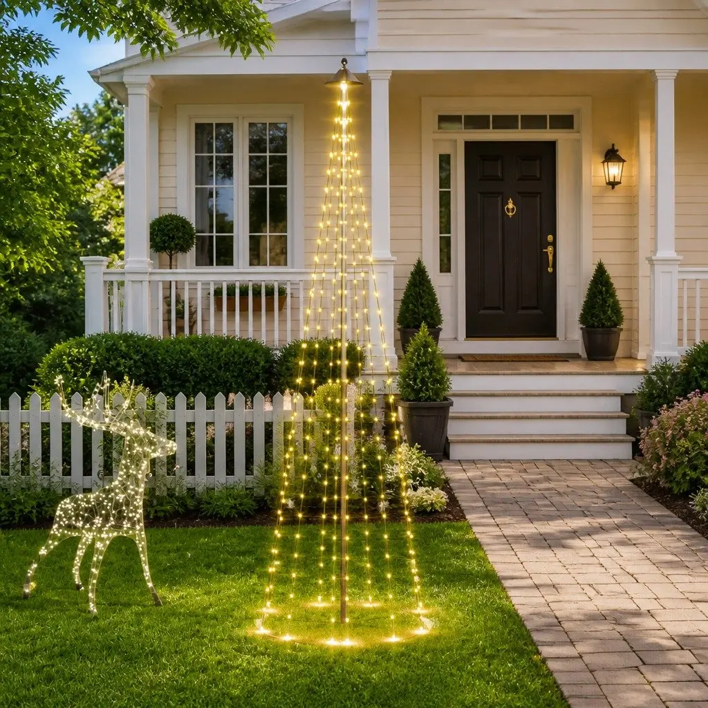 Christmas Tree Flagpole Light 300cm Warm White LED 310 Outdoor 8 Effects