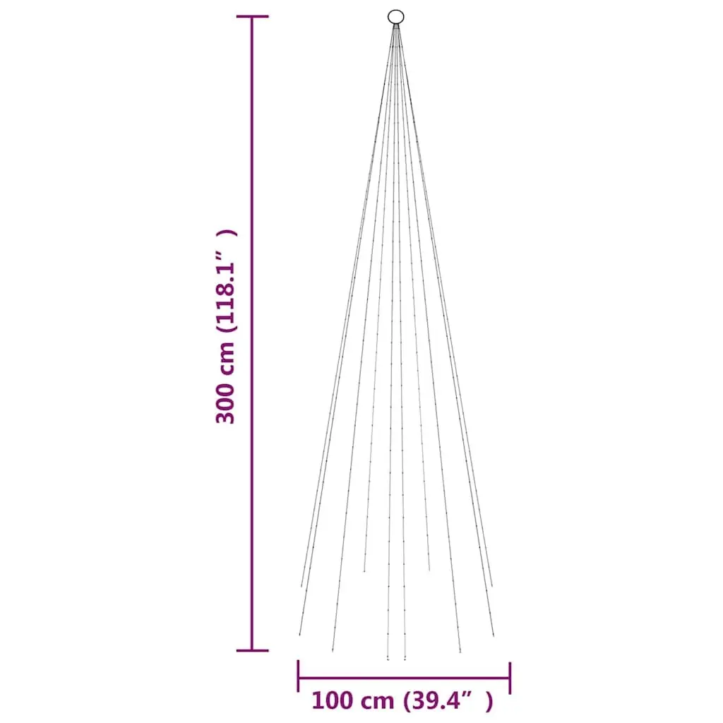 Christmas Tree Flagpole Light 300cm Warm White LED 310 Outdoor 8 Effects