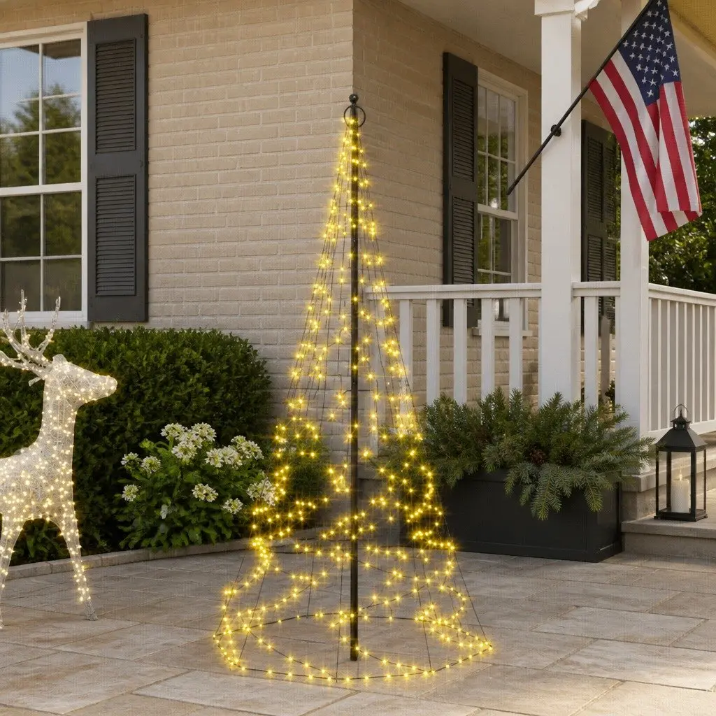 LED Christmas Tree Flagpole Light 180cm Warm White 200 LEDs 8 Effects