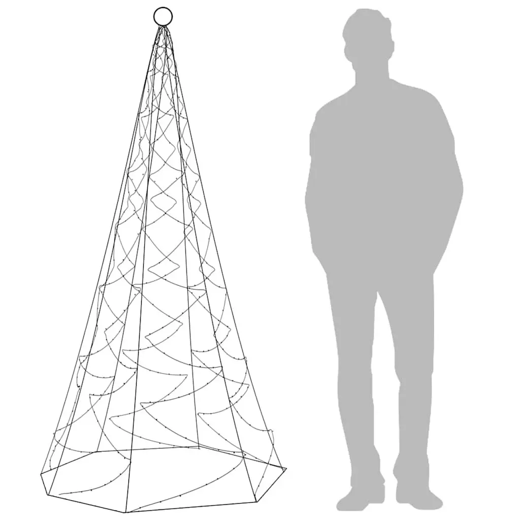 LED Christmas Tree Flagpole Light 180cm Warm White 200 LEDs 8 Effects