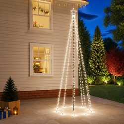Christmas Tree with Spike 310 Cold White LEDs 300cm Tall Holiday Home Decor